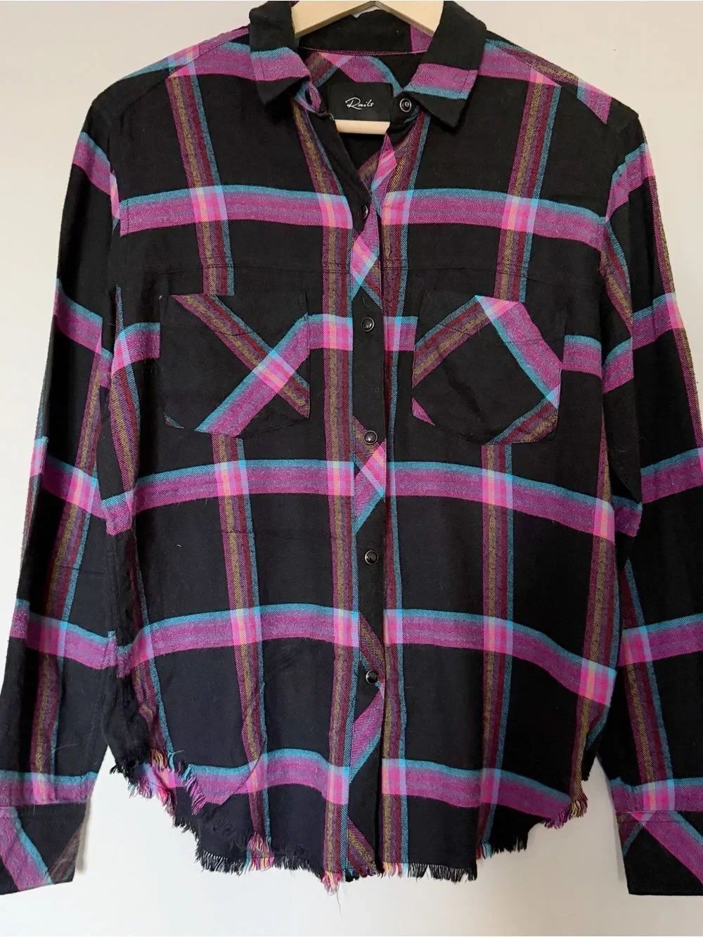 Rails plaid flannel snap up shirt